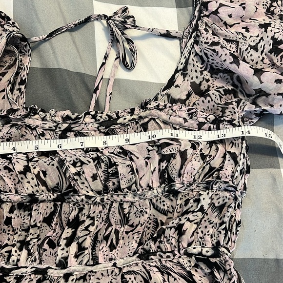By Anthropologie Square neck Smocked Midi Dress Blank Pink Floral Chiffon XS - Picture 12 of 14